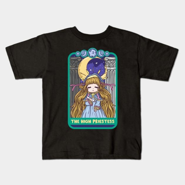 The High Priestess - Cute Kawaii Anime Tarot Shirt Kids T-Shirt by biNutz